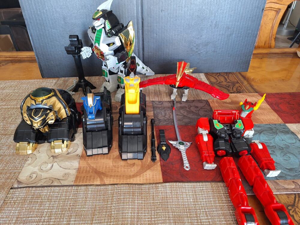 '94 Bandai MMPR White Tigerzord Thunderzords Lot Red Dragon Warrior Working READ